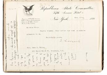 (NEW YORK CITY--BROOKLYN.) John Dunlap Wells. Diaries of a distinguished Presbyterian pastor, with a letter from Theodore Roosevelt.